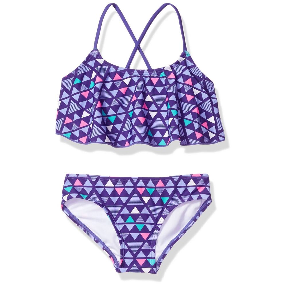 Kanu Surf Girls' Alania Flounce Bikini Beach 2 Piece Swimsuit Purple Size 7